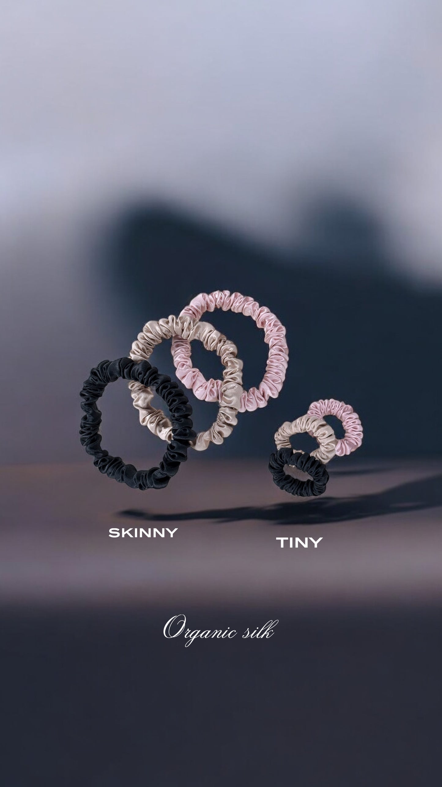 Tinies Silk Scrunchie Set - Black, Champagne, Pink