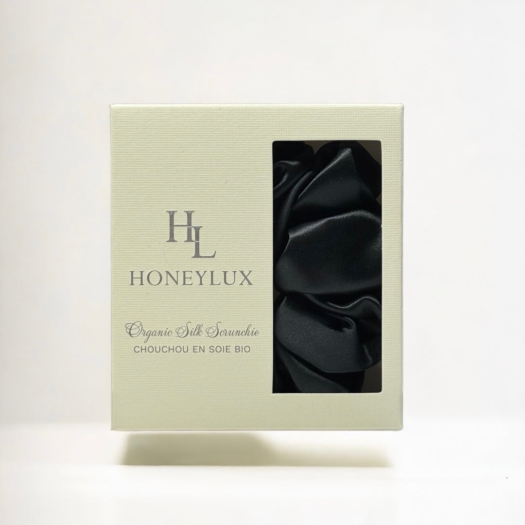 Organic Premium Silk Scrunchie - Black