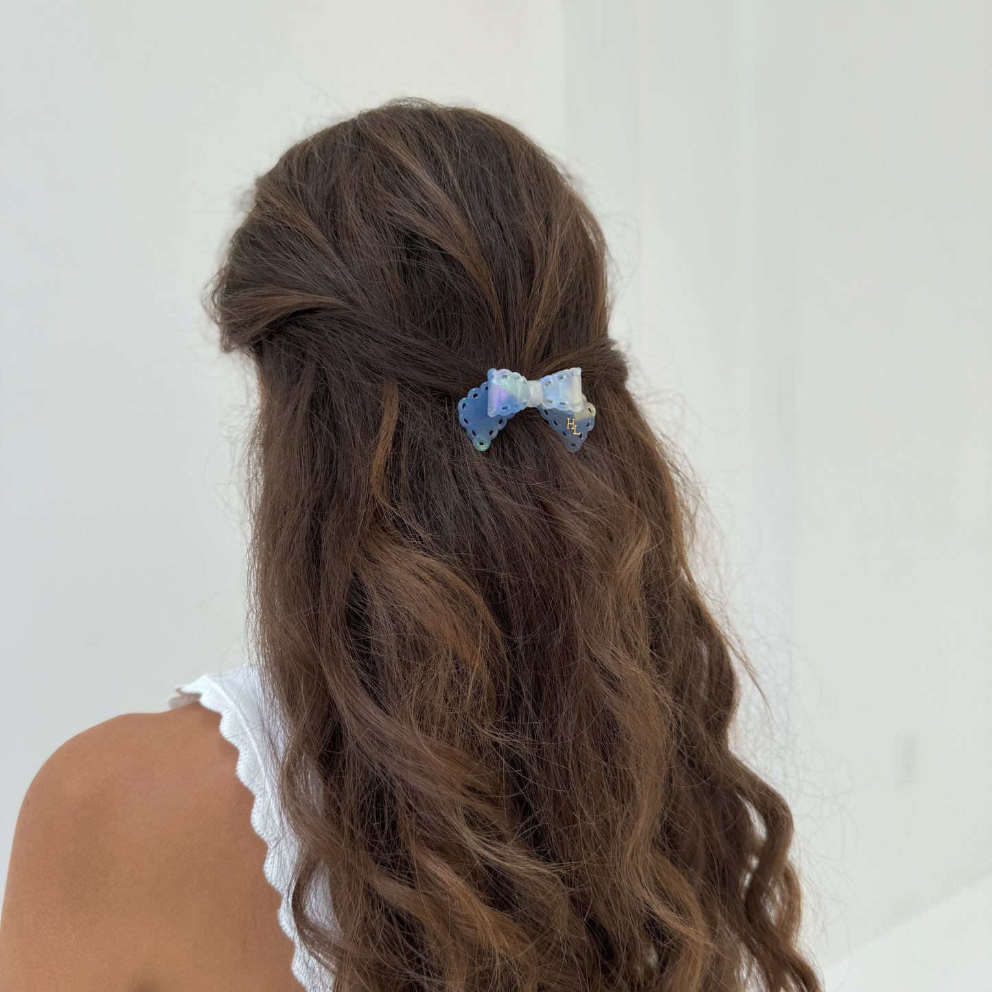 Acetate Bow Barrette - Angel