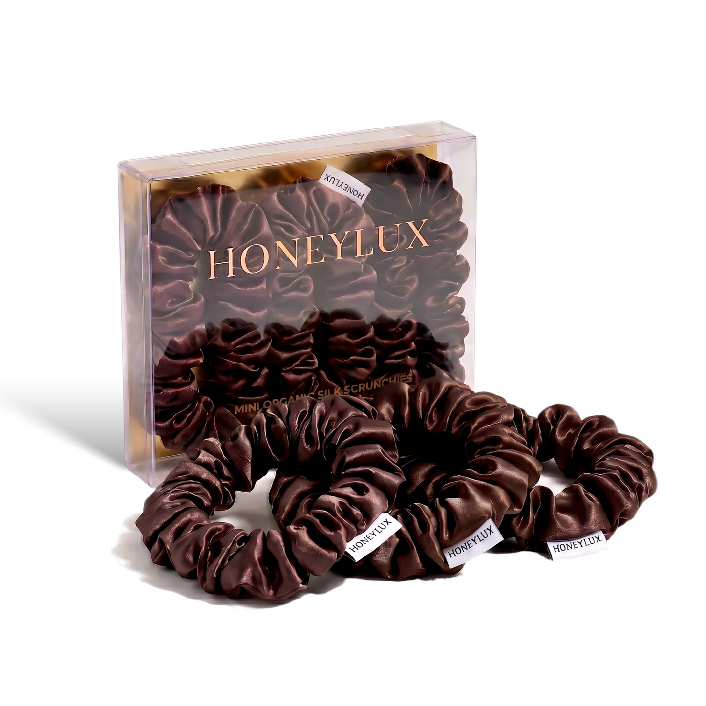 Mini Silk Scrunchie Set - Chocolate