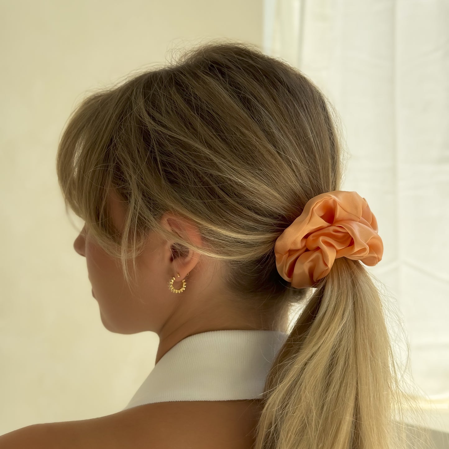 Organic Premium Silk Scrunchie - Peach