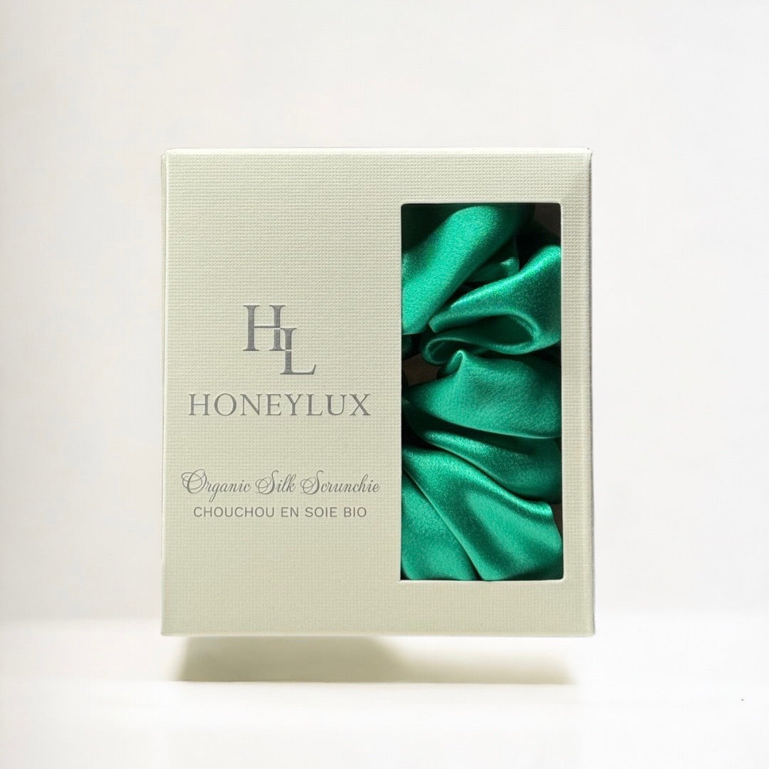 Organic Premium Silk Scrunchie - Emerald
