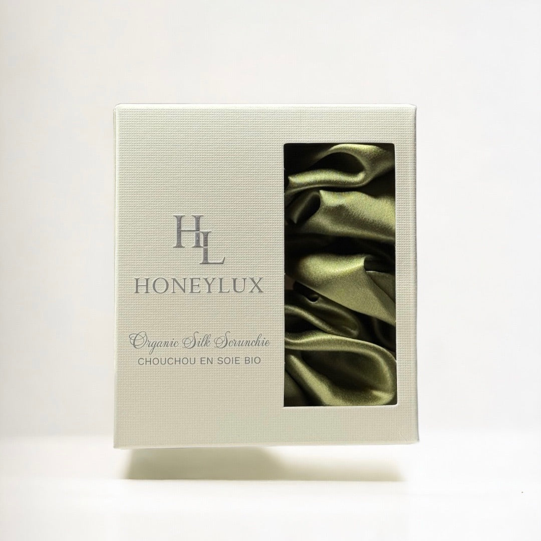 Organic Premium Silk Scrunchie - Olive