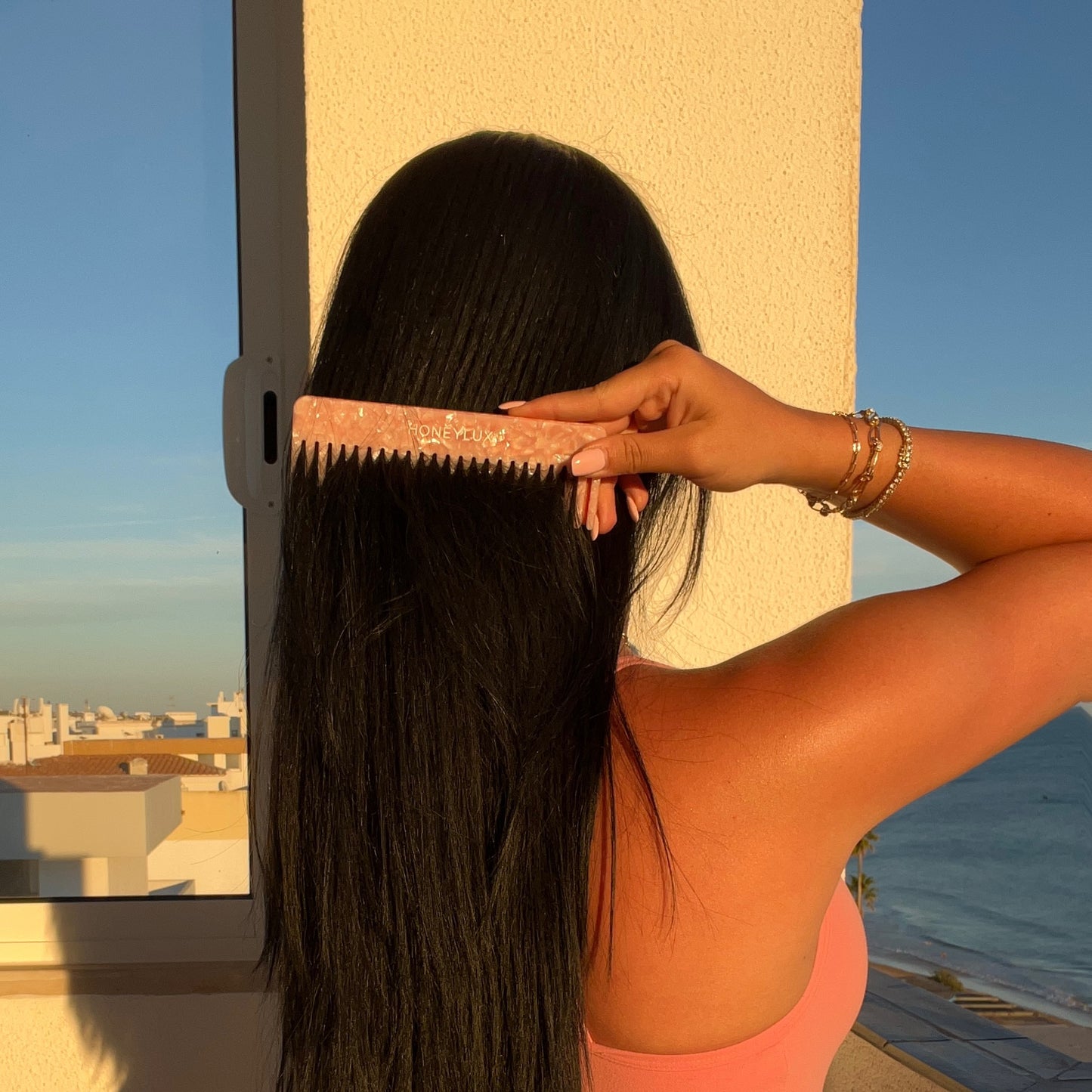 Acetate Detangling Comb - Pink