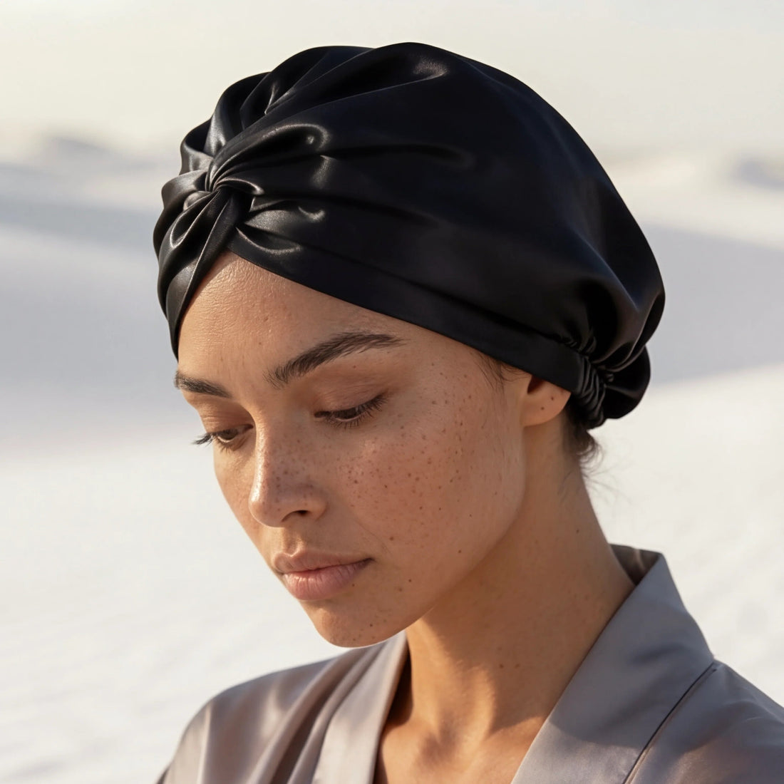 A real silk hair bonnet available at HoneyLux.