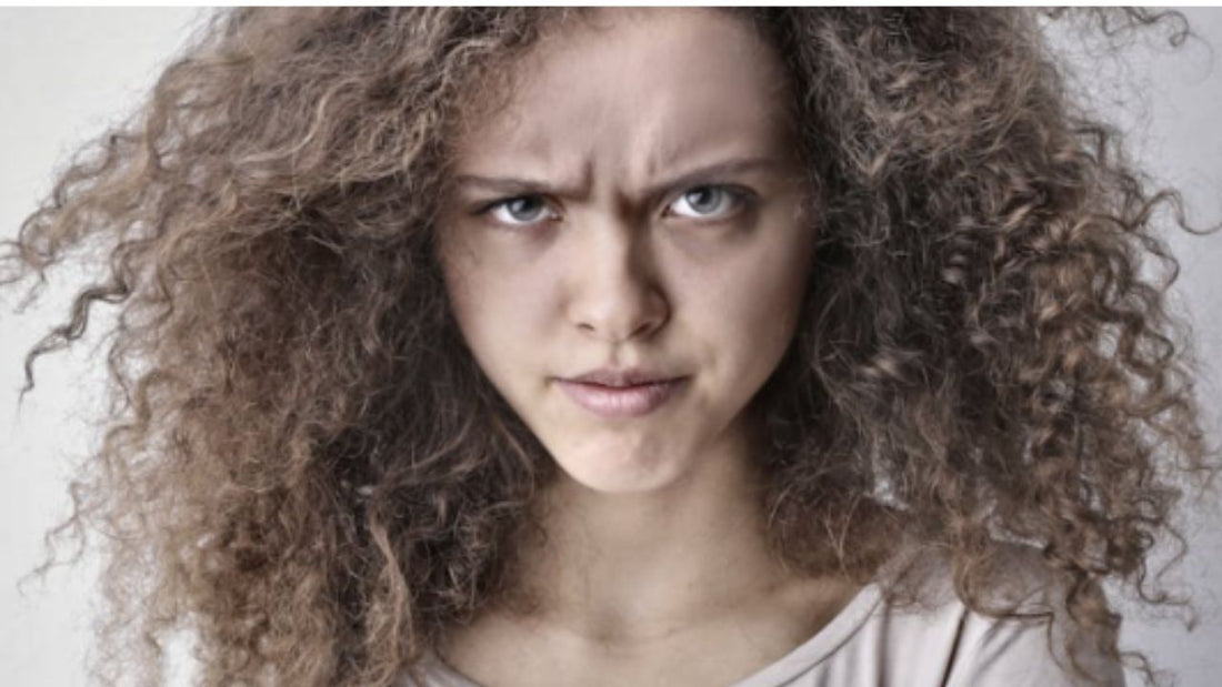 An image of a woman with frizzy curly hair.