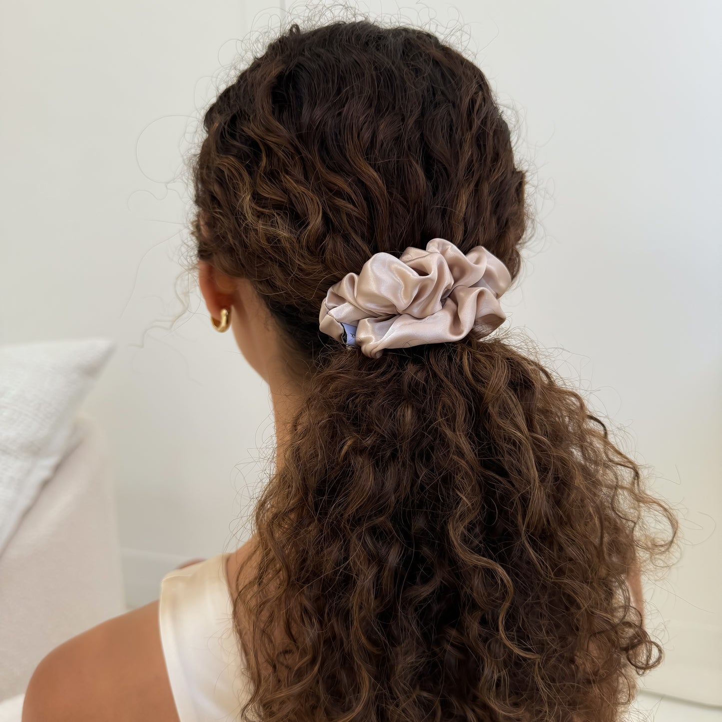 Organic Premium Silk Scrunchie - Champagne