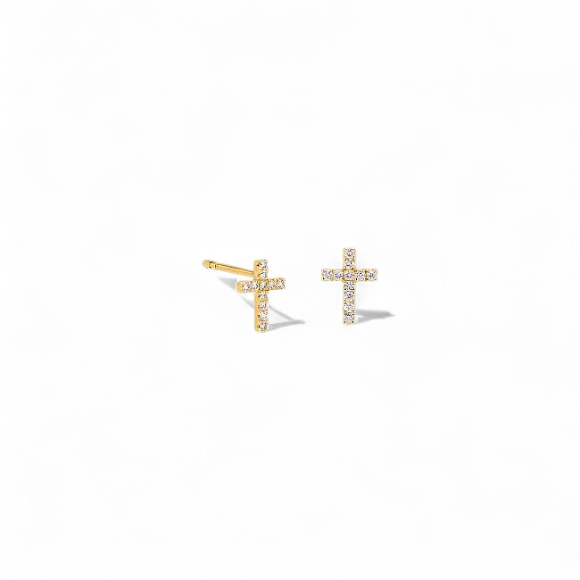 White Zirconia Cross Studs