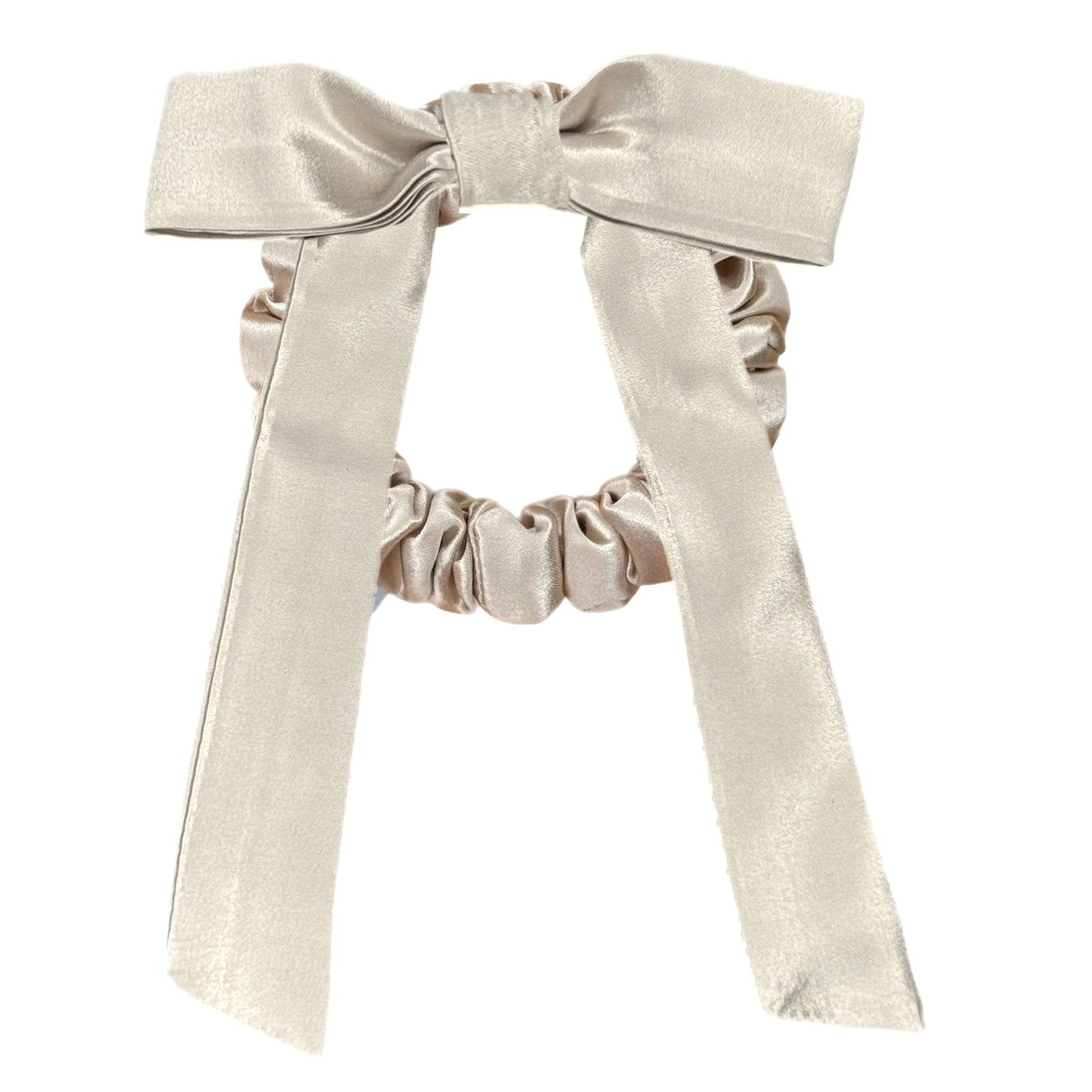 Mulberry Silk Mini Bow Scrunchie - Champagne