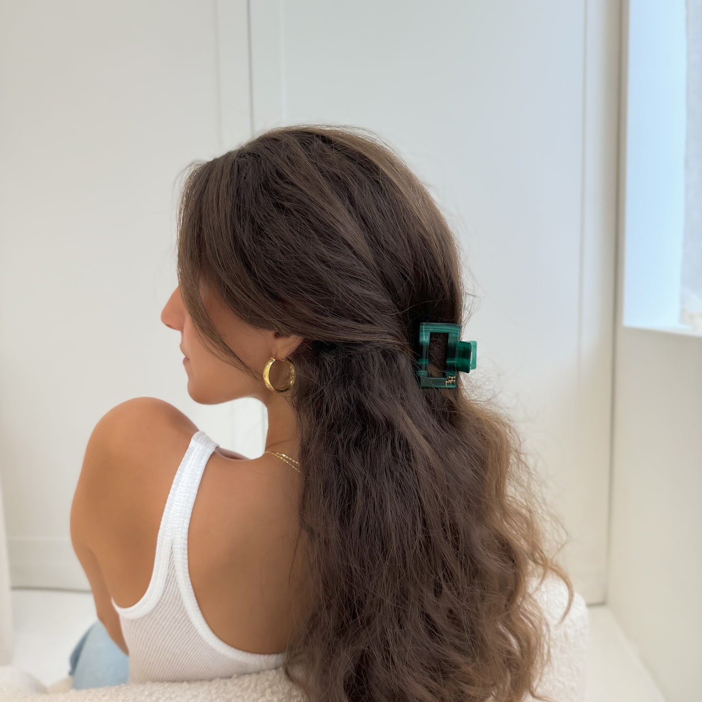 Ecofriendly Acetate Midi Clip - Emerald