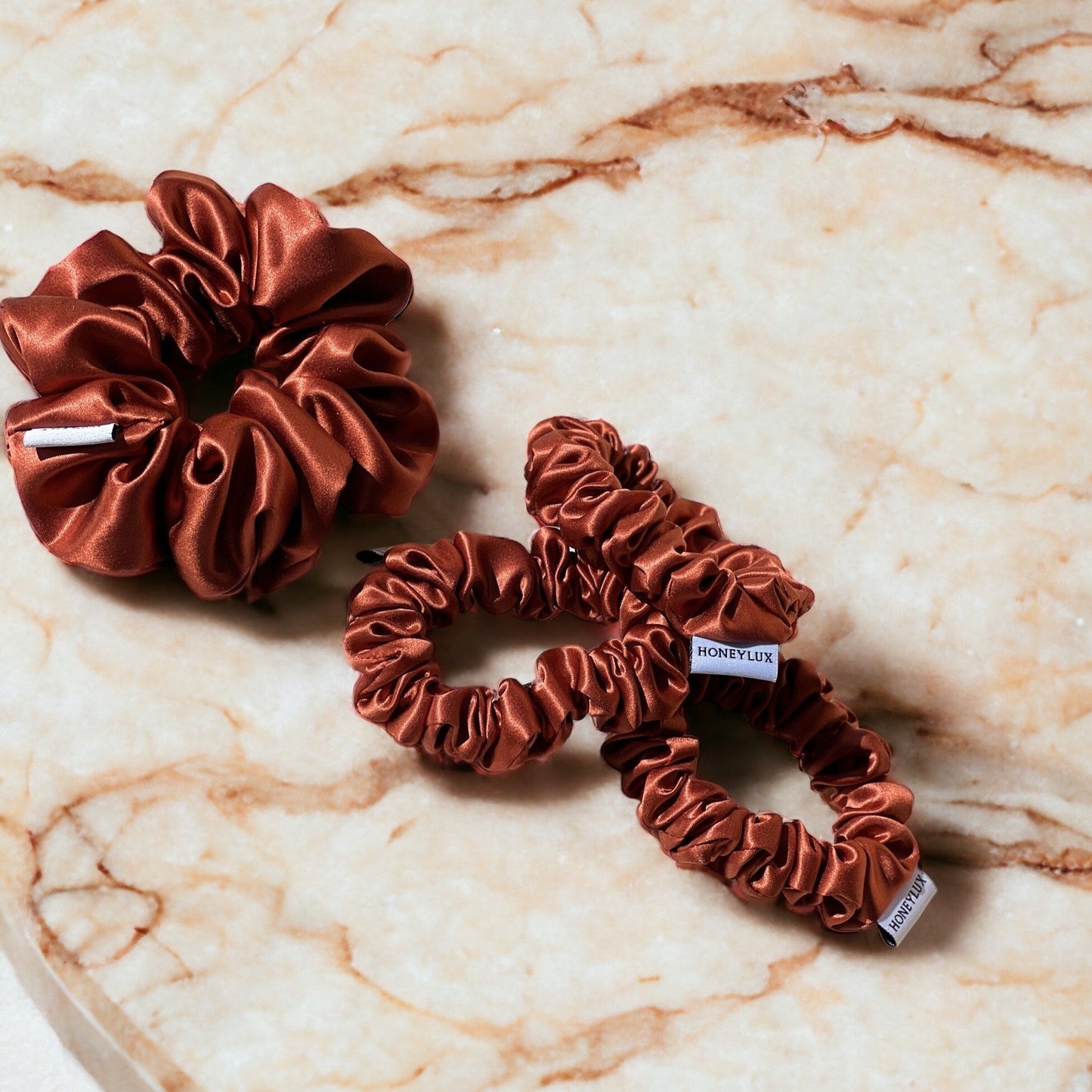 Organic Premium Silk Scrunchie - Rust