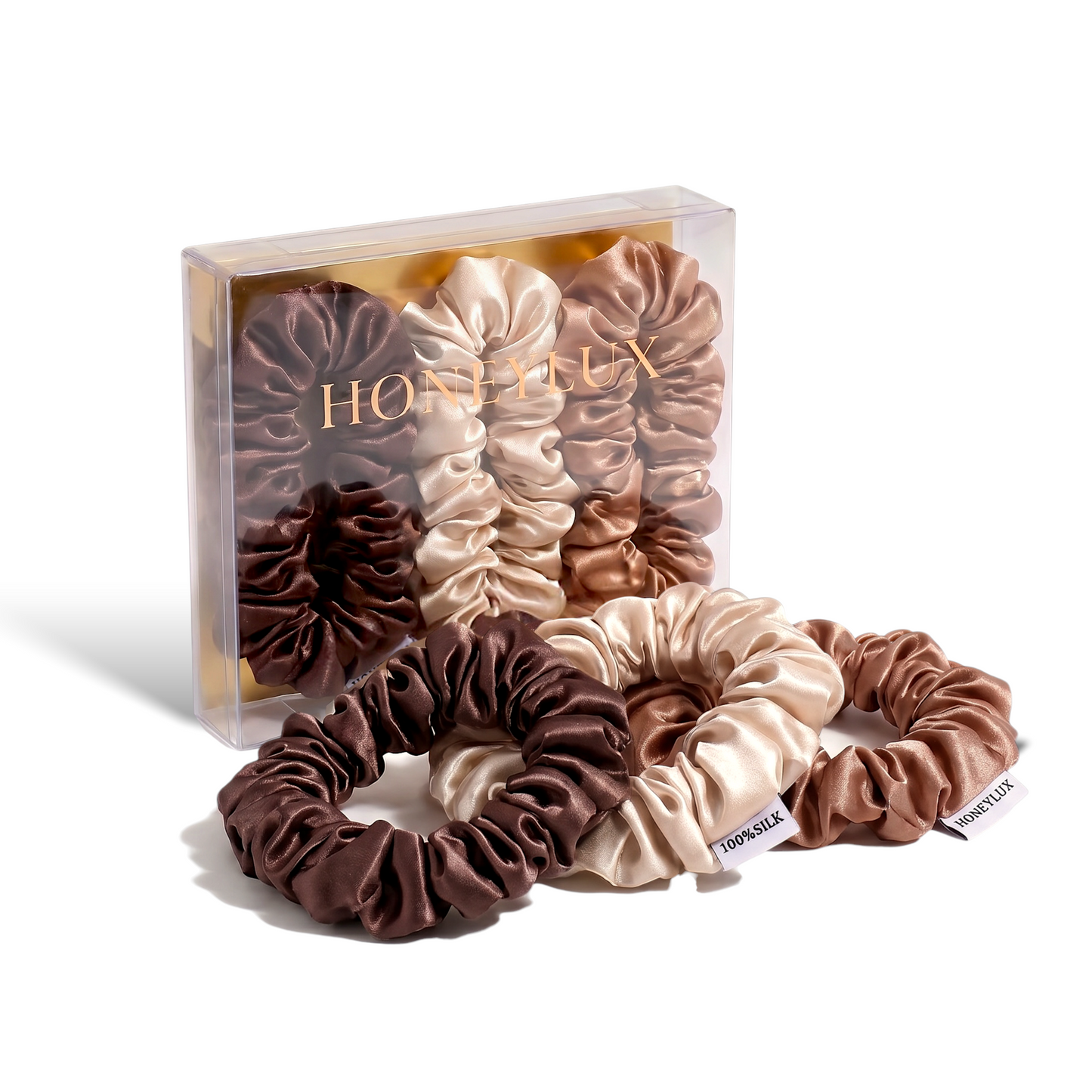 Mini Silk Scrunchie Set - Nude