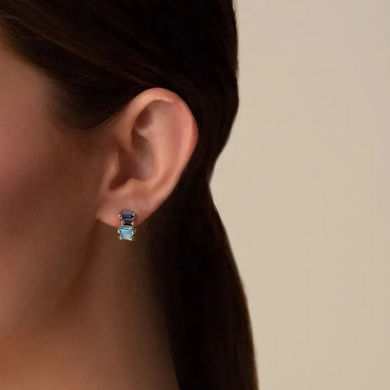 Blue Stone Hoop Earrings