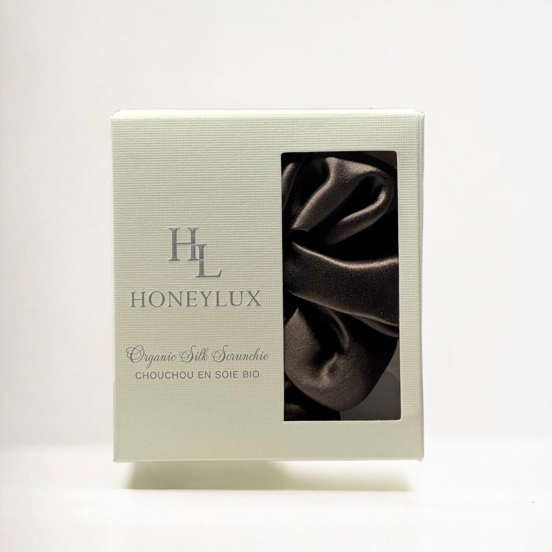 Organic Premium Silk Scrunchie - Chocolate