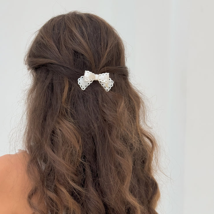 Acetate Bow Barrette - Pearl