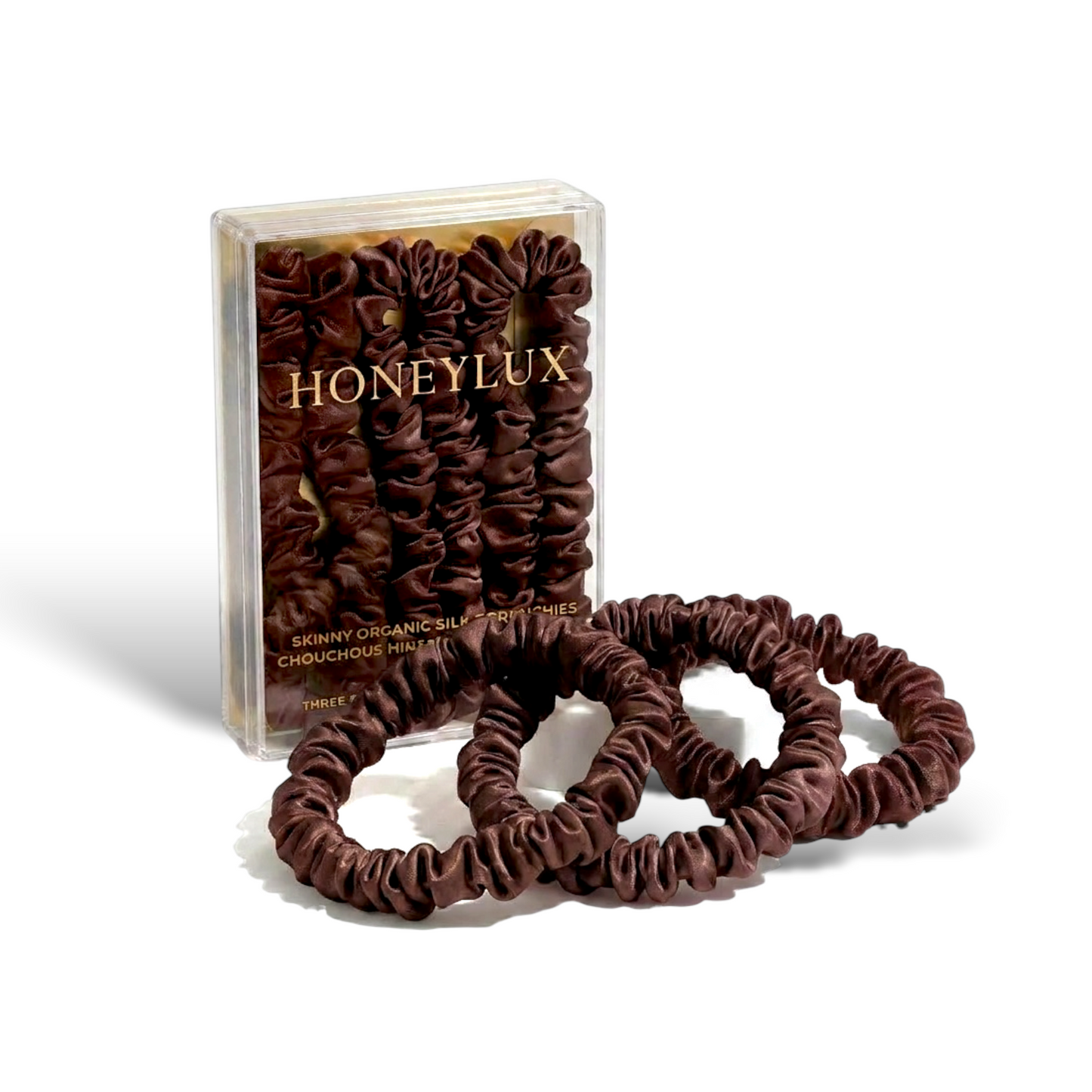 Skinny Silk Scrunchie Set - Chocolate