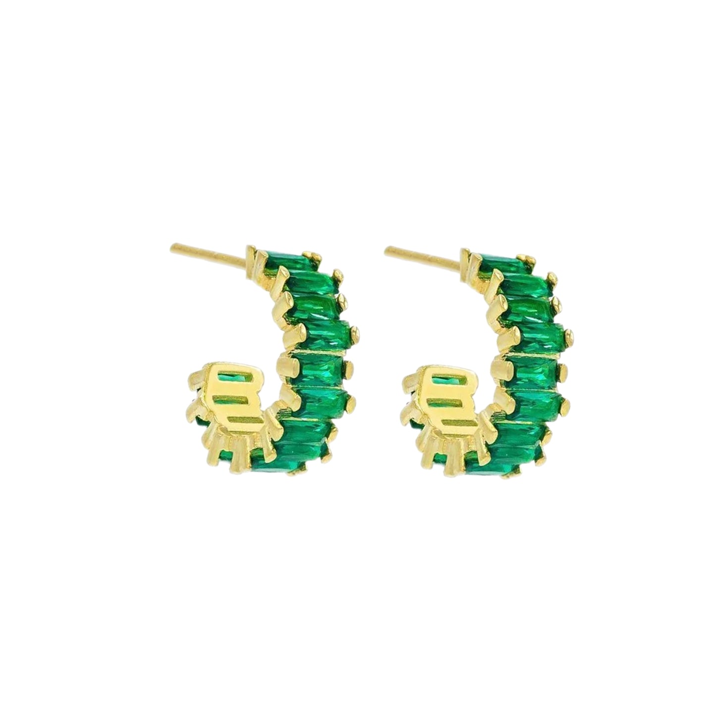 Green Crystal Hoop Earrings