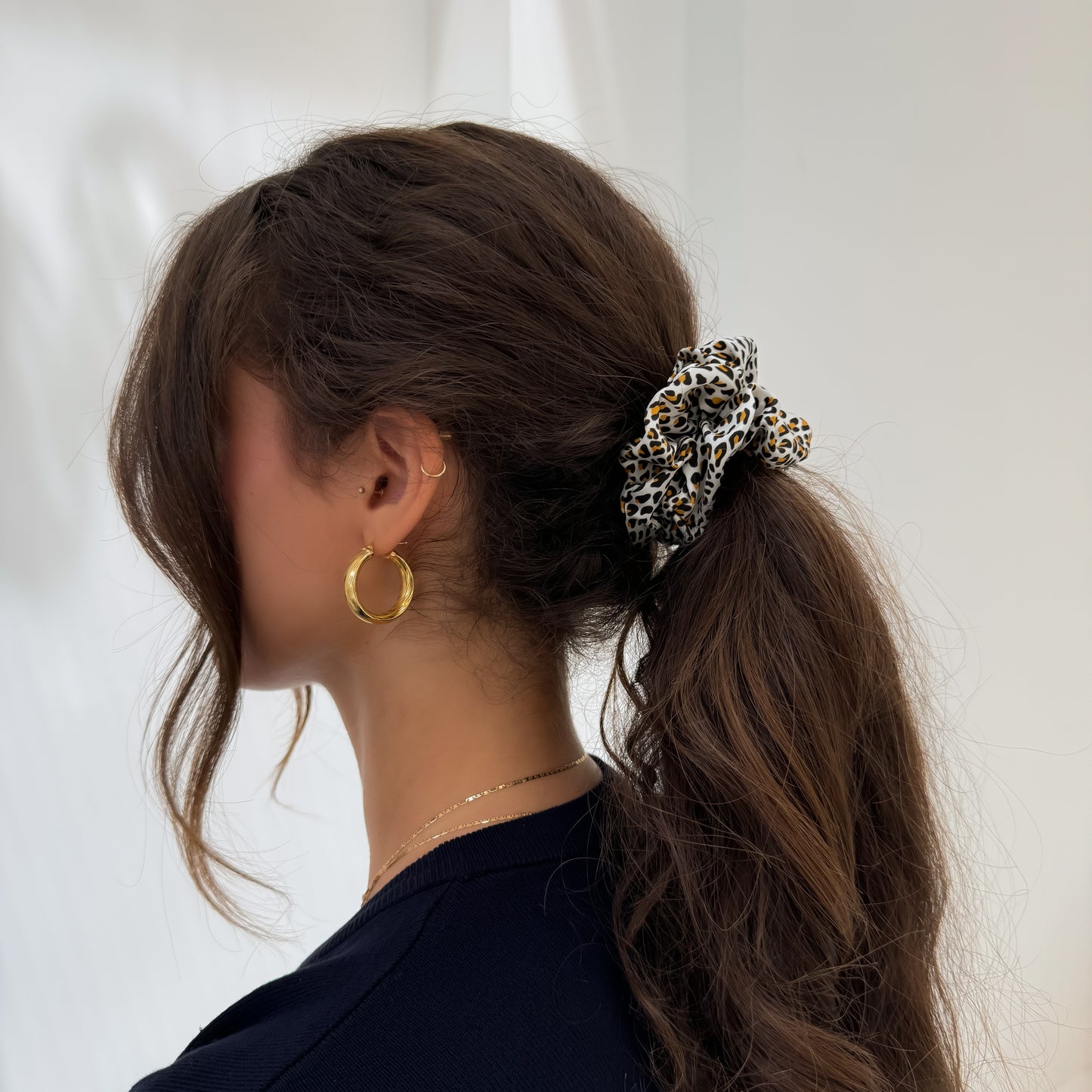 Organic Premium Silk Scrunchie - Spotted