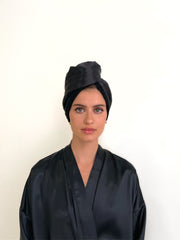 Reversible Silk Hair Wrap - Black