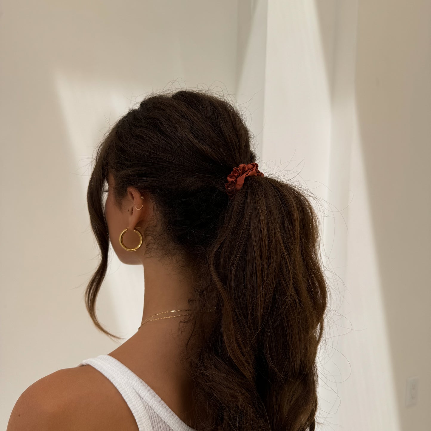 Skinny Silk Scrunchies - Rust