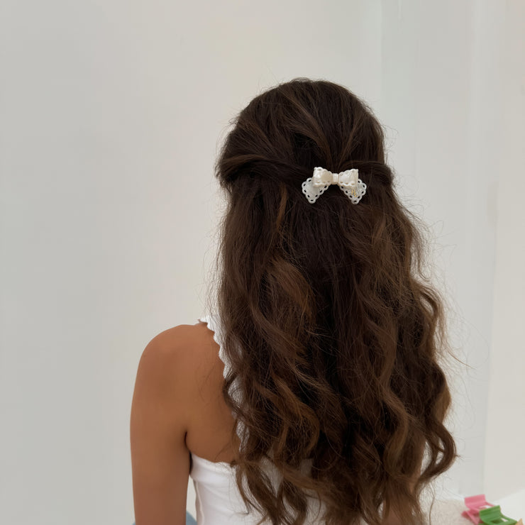 Acetate Bow Barrette - Pearl