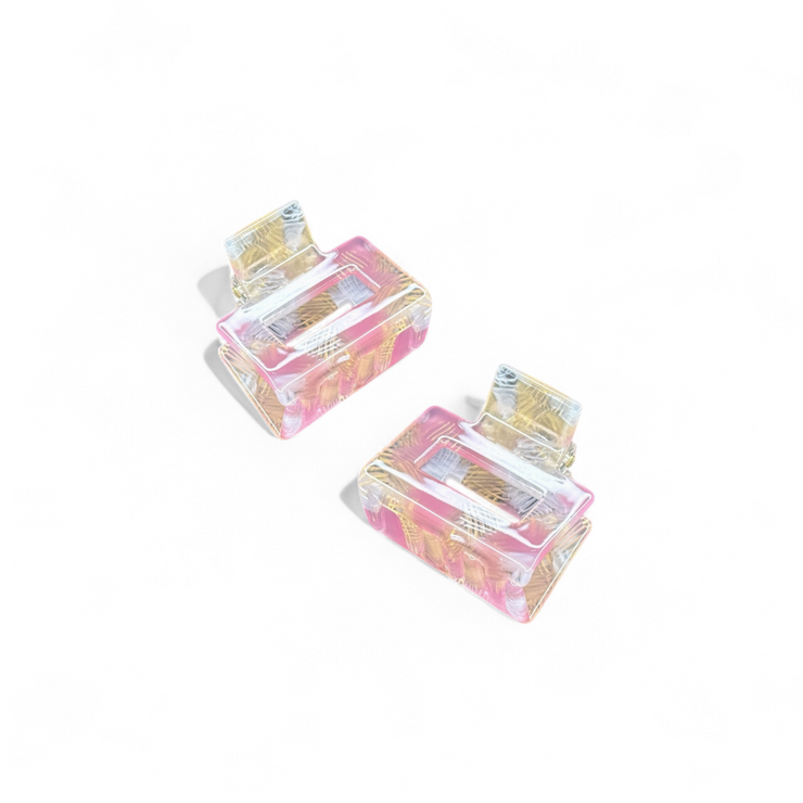 Ecofriendly Acetate 2 Pack Mini Square Claws - Peaches and Cream