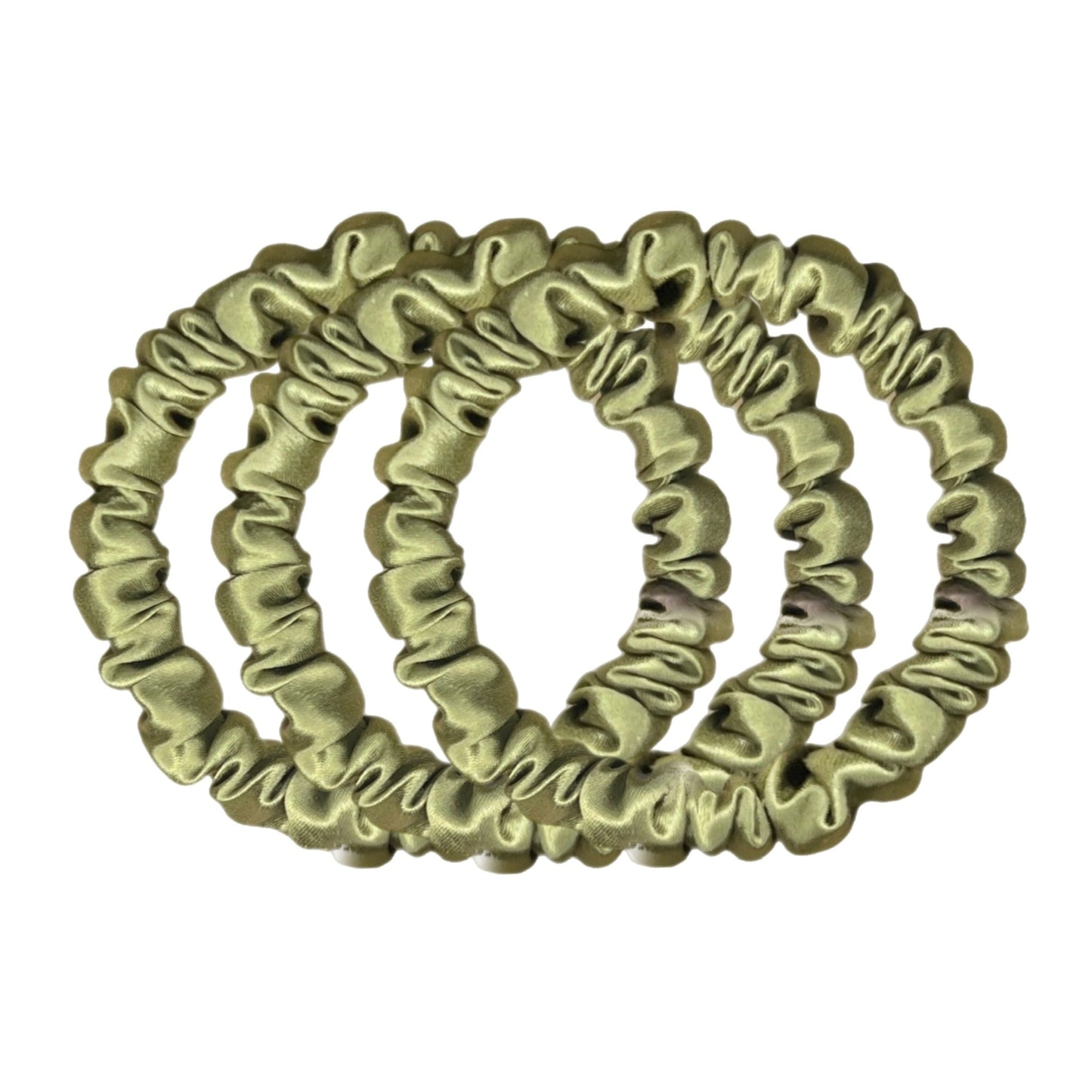 Skinny Silk Scrunchies - Olive