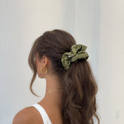 Organic XL Silk Scrunchie - Olive