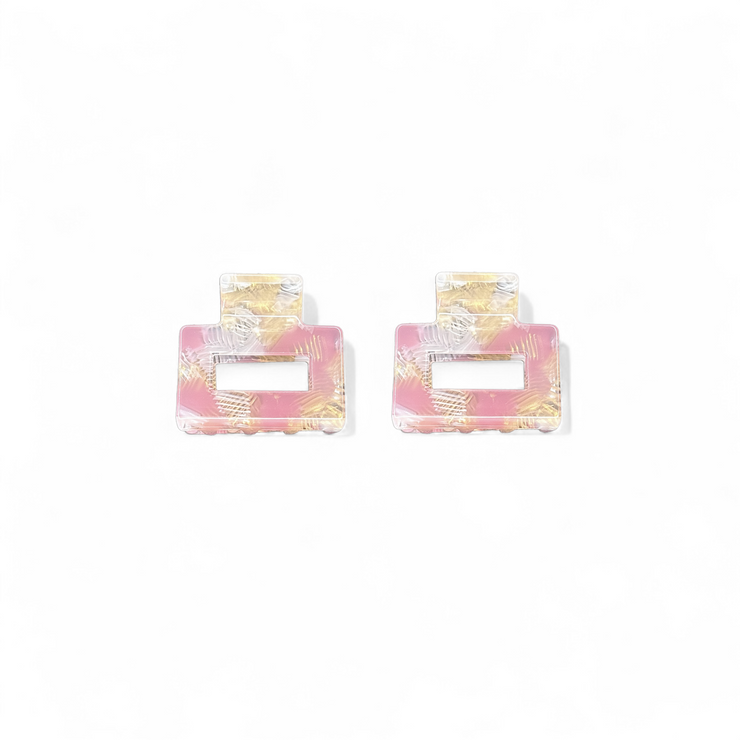 Ecofriendly Acetate 2 Pack Mini Square Claws - Peaches and Cream