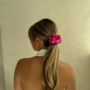 Organic Premium Silk Scrunchie - Fuchsia