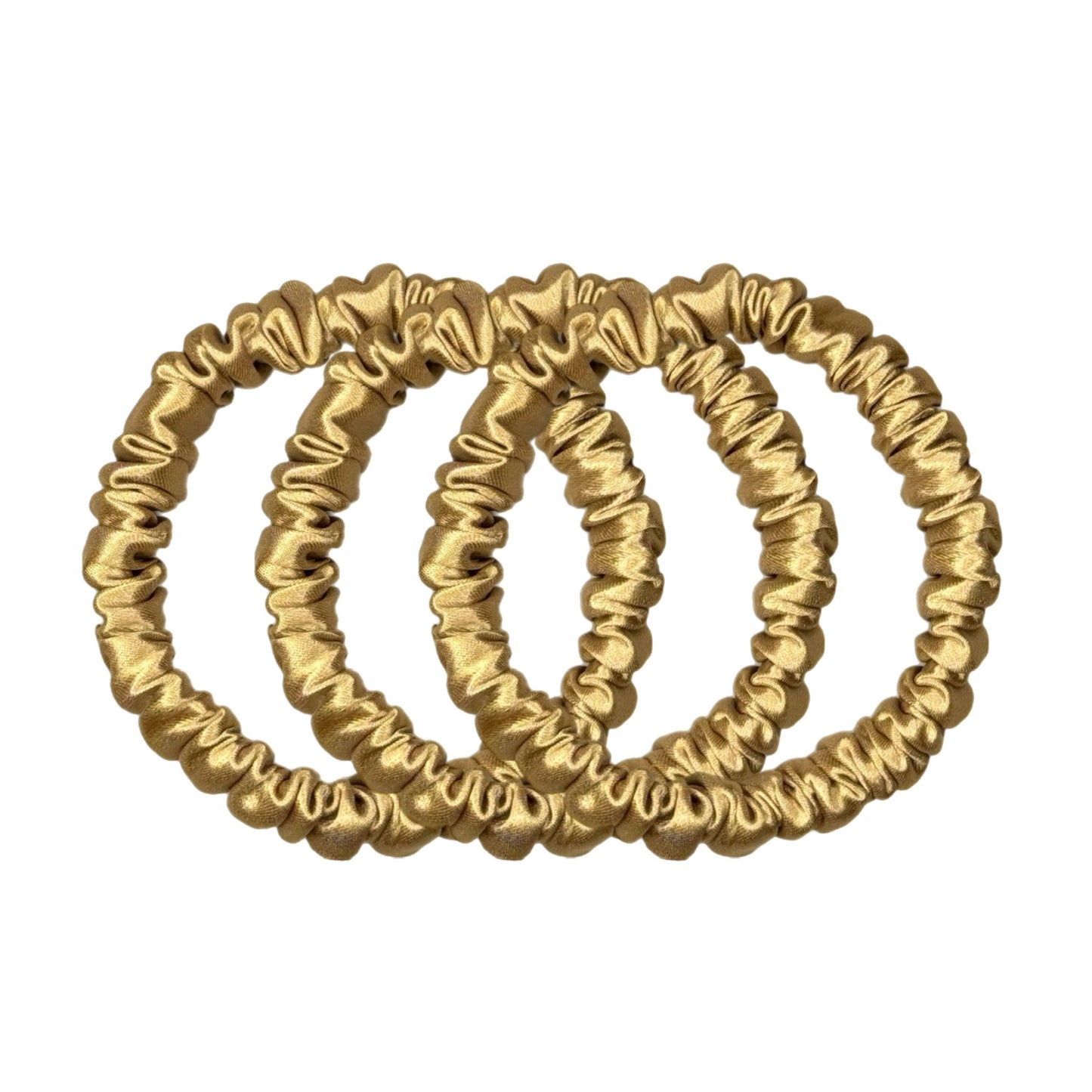 Skinny Silk Scrunchies - Gold