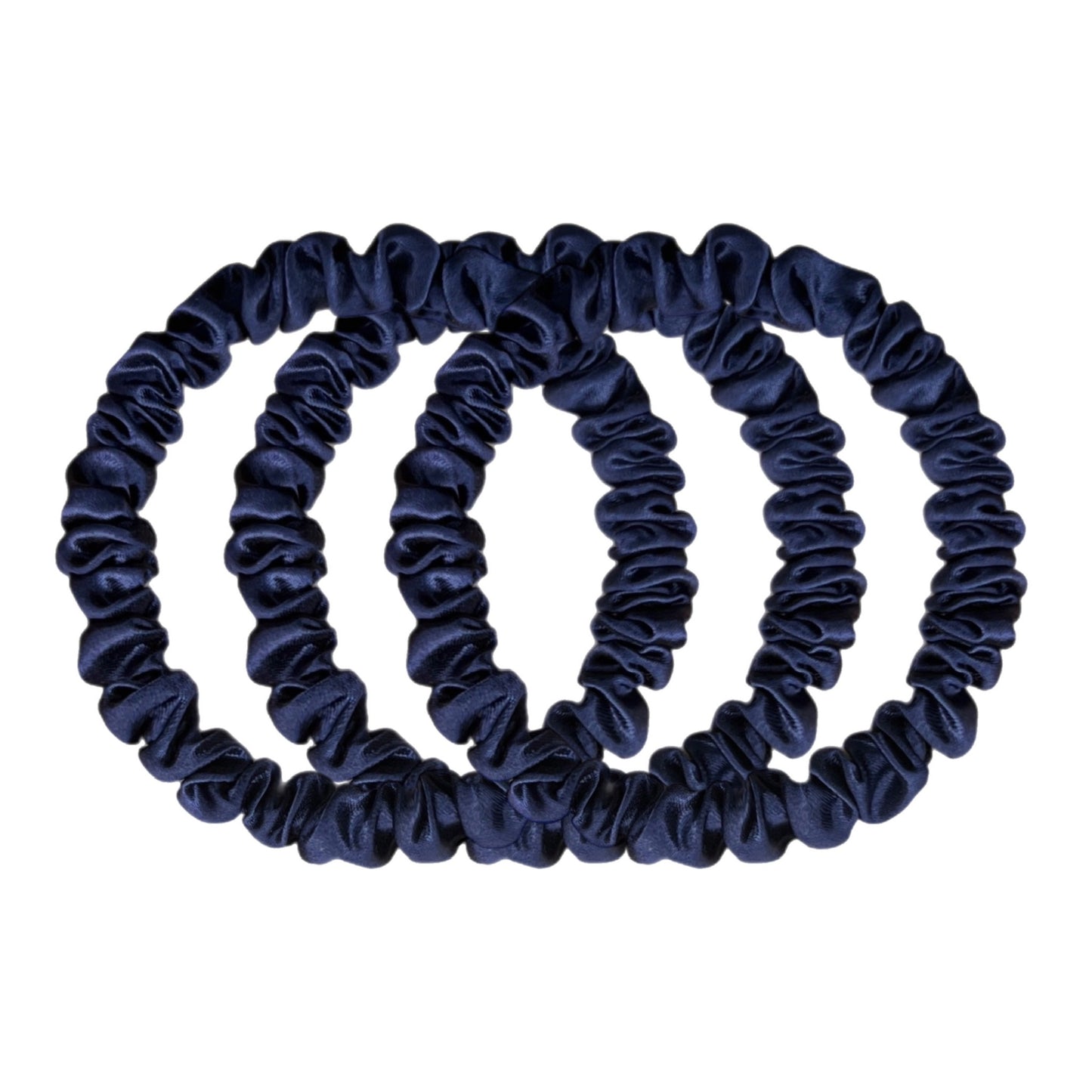 Skinny Silk Scrunchies - Dark Blue