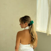 Organic Premium Silk Scrunchie - Emerald