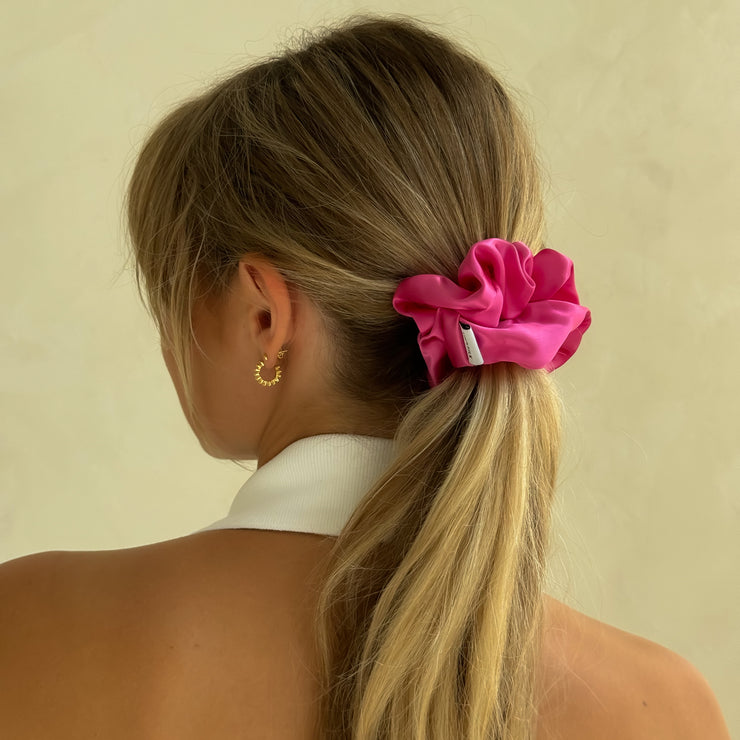 Organic Premium Silk Scrunchie - Fuchsia