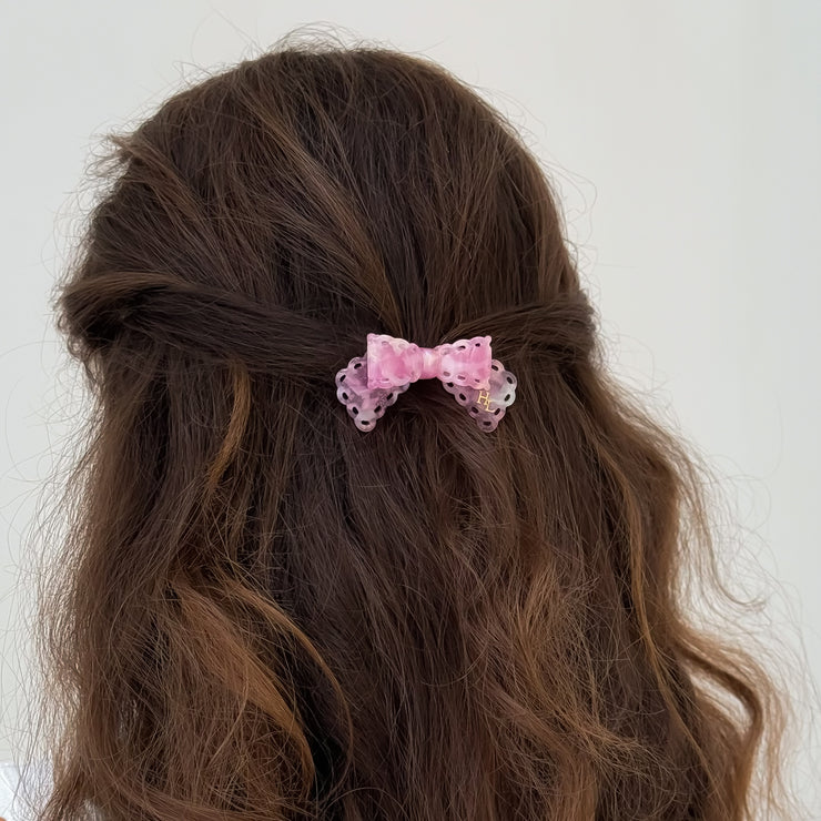 Acetate Bow Barrette - Blushing Rose