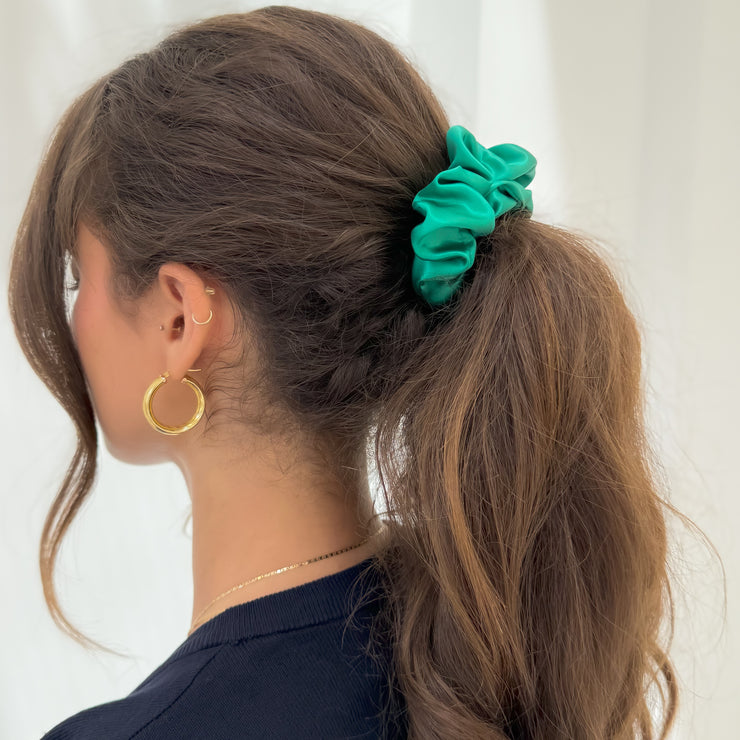 Organic Premium Silk Scrunchie - Emerald