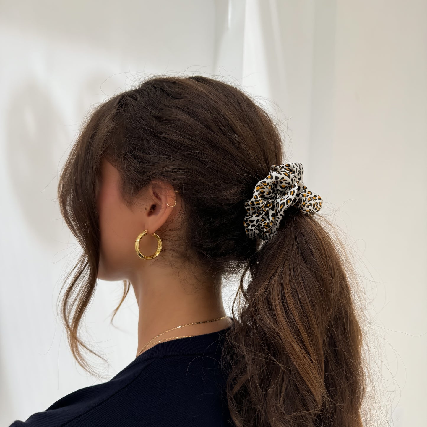 Organic Premium Silk Scrunchie - Spotted