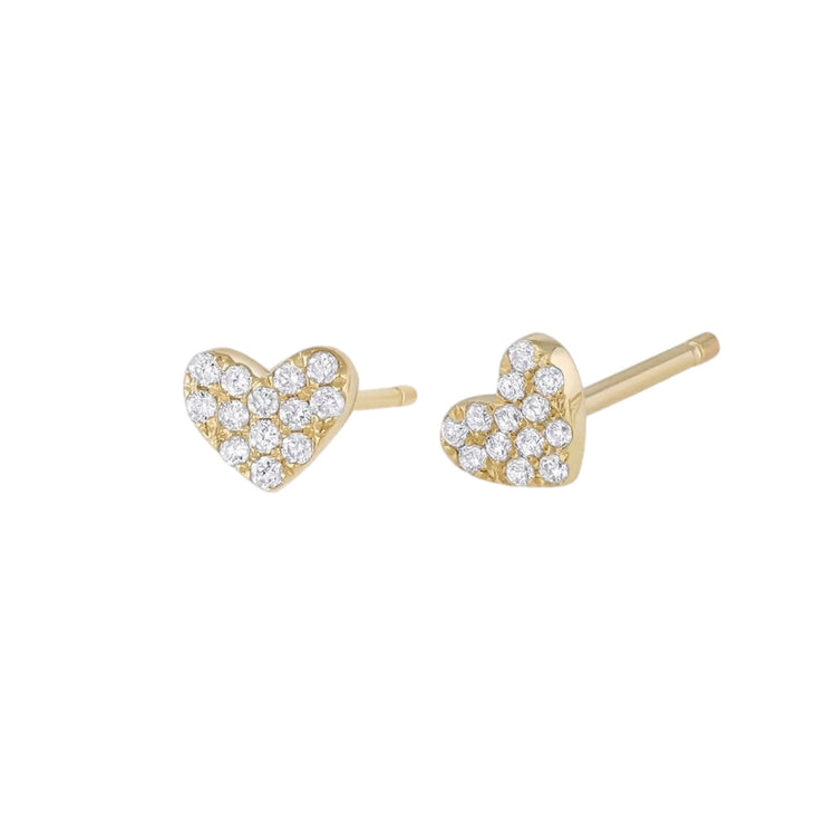 Zirconia Gold Heart Studd