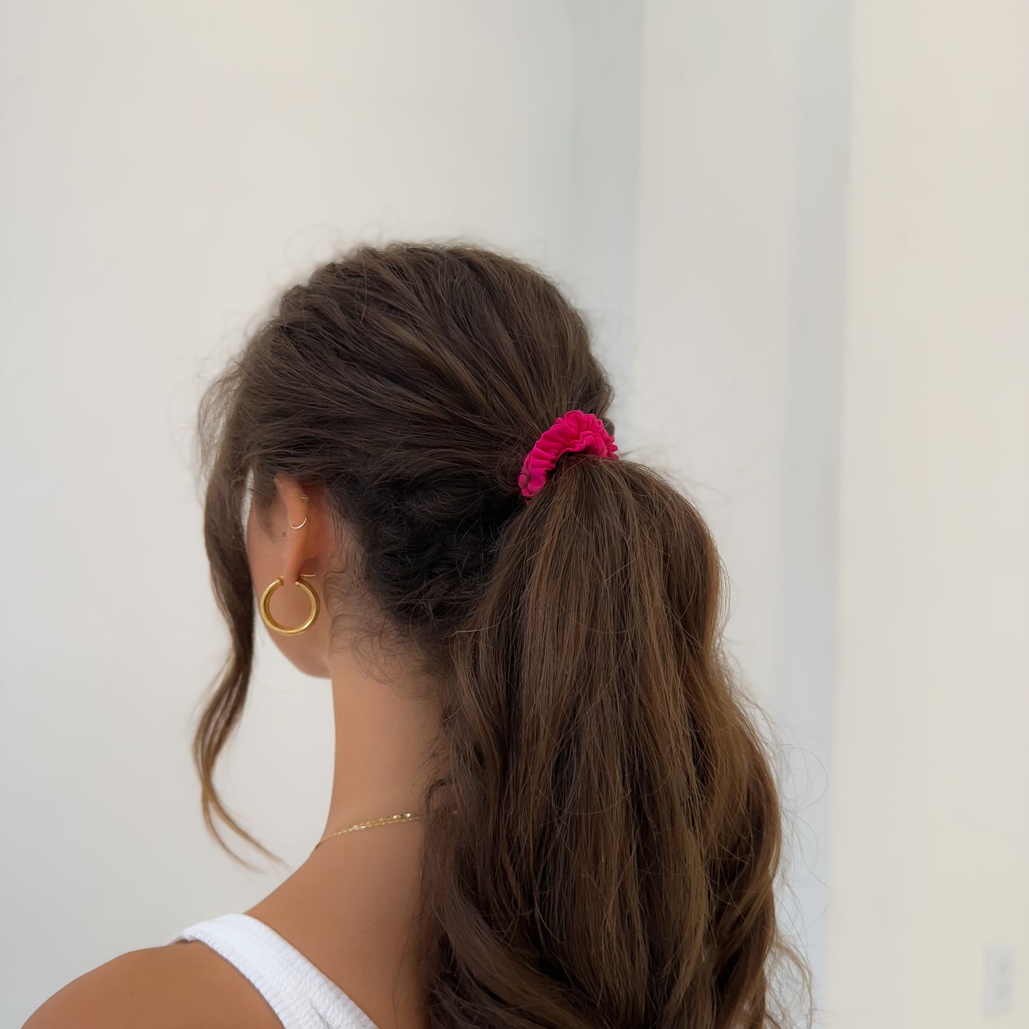 Skinny Silk Scrunchies - Fuchsia