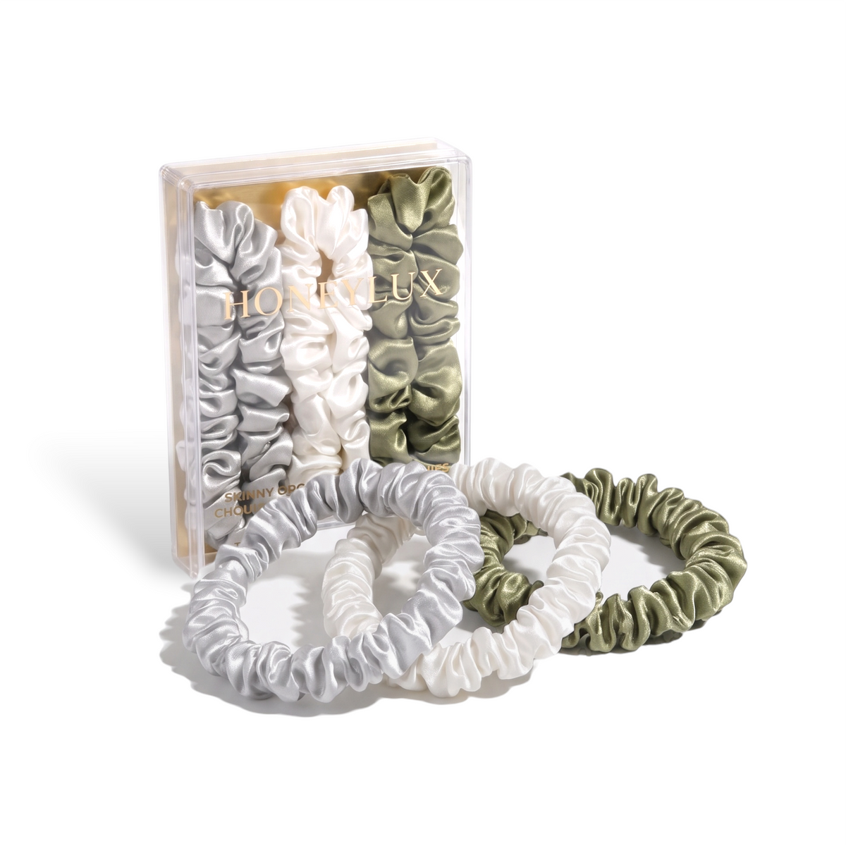 Skinny Silk Scrunchie Set - Mist