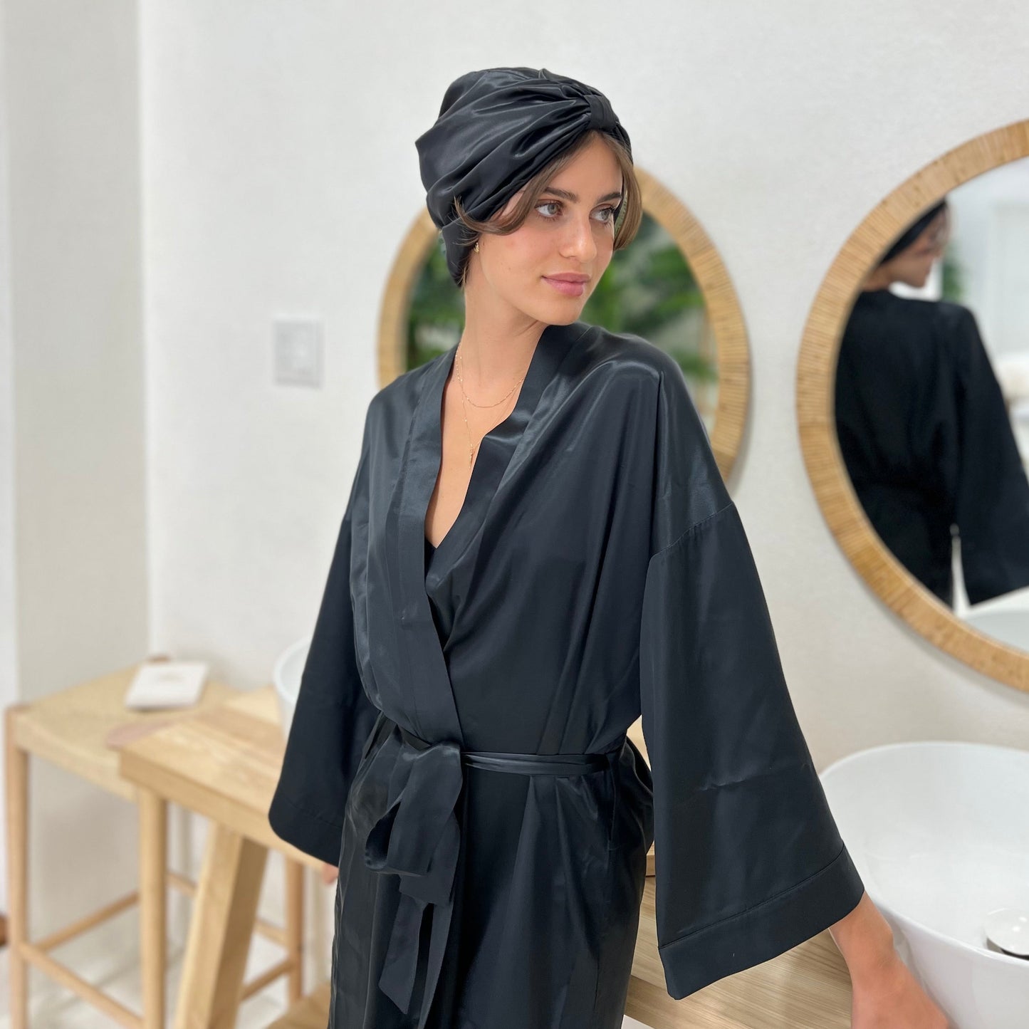 Organic Silk Robe - Black