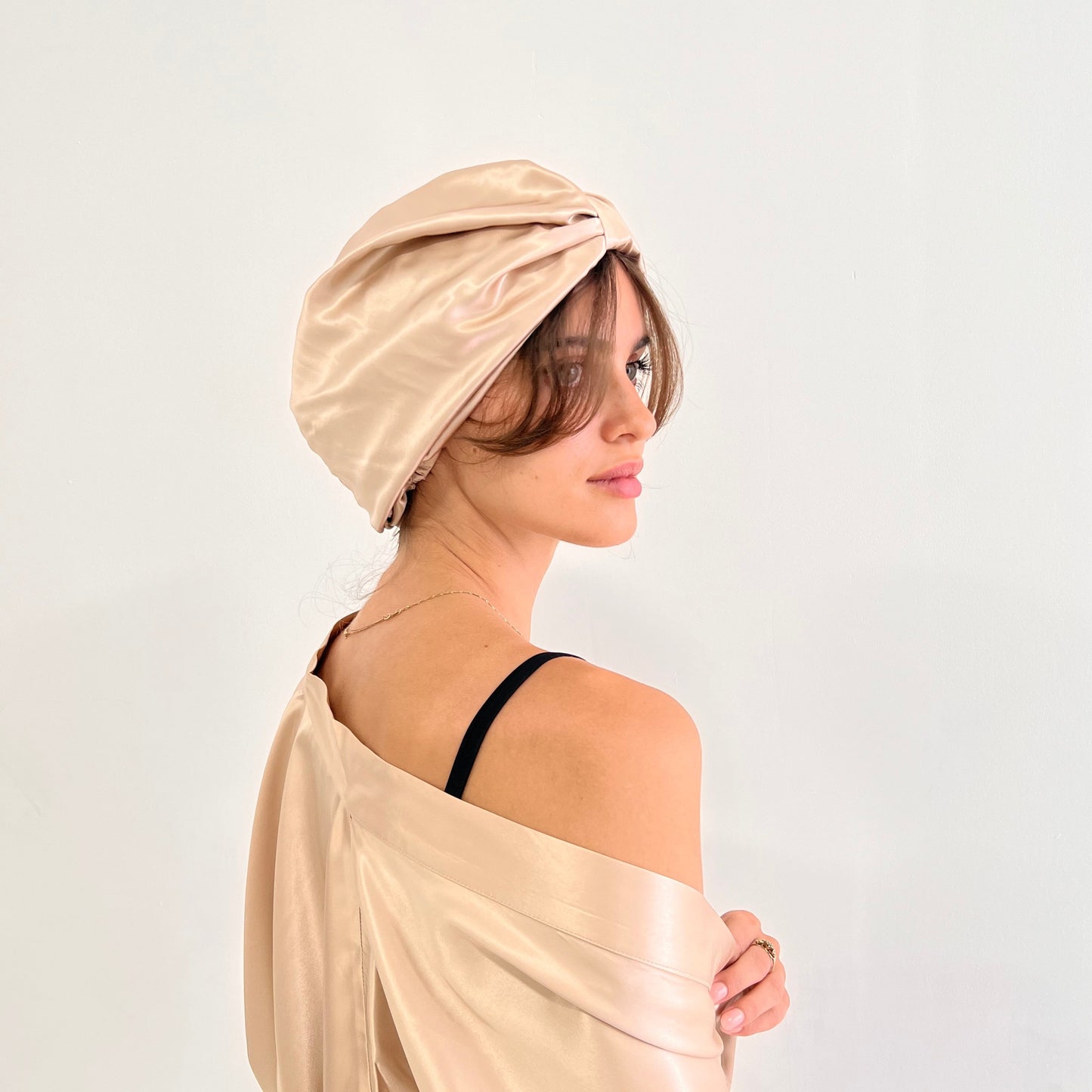 Organic Silk Hair Turban - Champagne