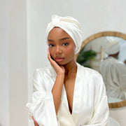 Organic Silk Hair Turban - White