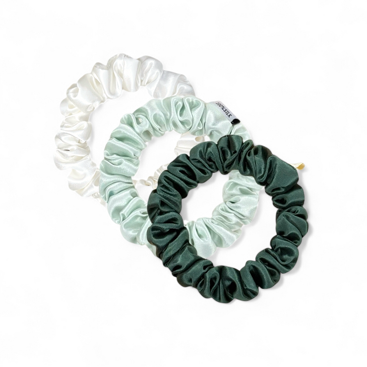 Silk Mini Scrunchie Set - Pine pack