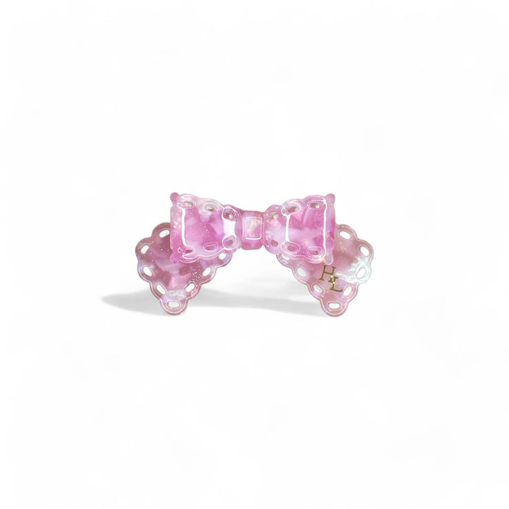 Acetate Bow Barrette - Blushing Rose