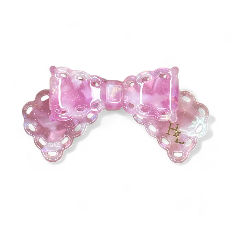 Acetate Bow Barrette - Blushing Rose