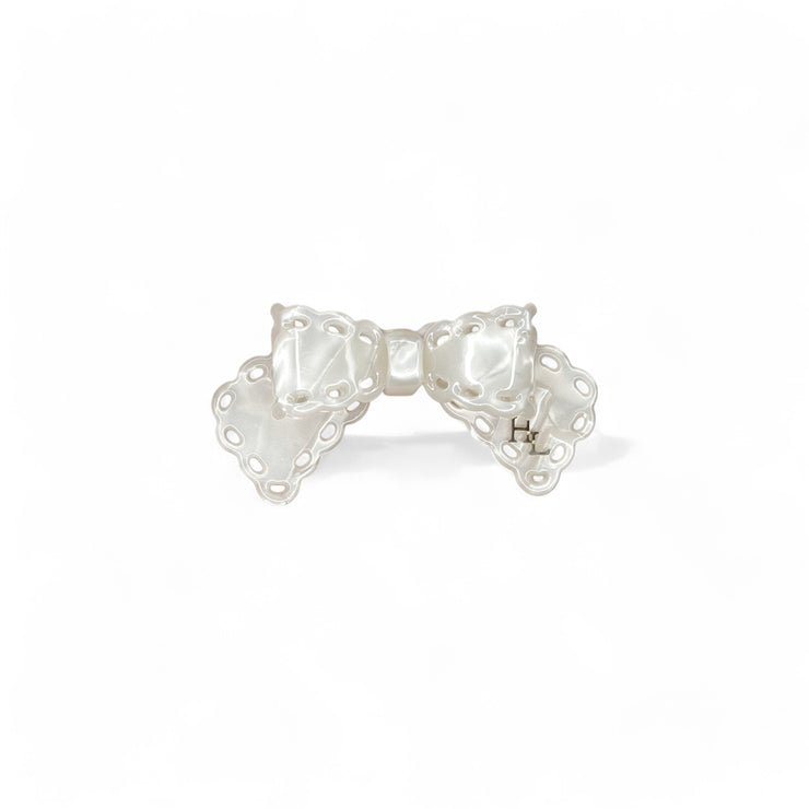 Acetate Bow Barrette - Pearl