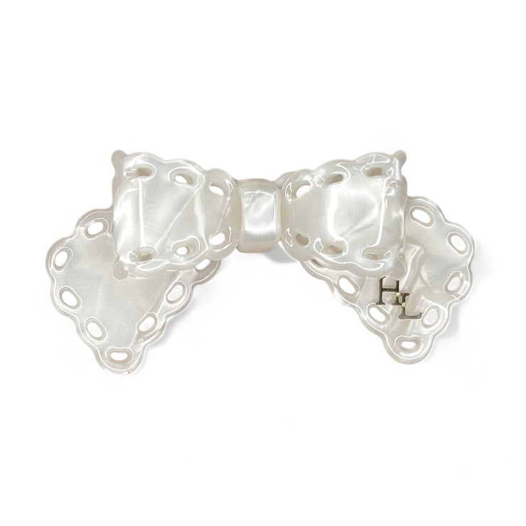 Acetate Bow Barrette - Pearl