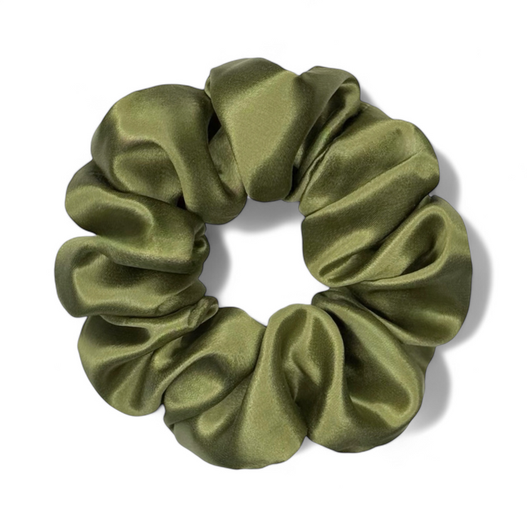 Organic Premium Silk Scrunchie - Olive