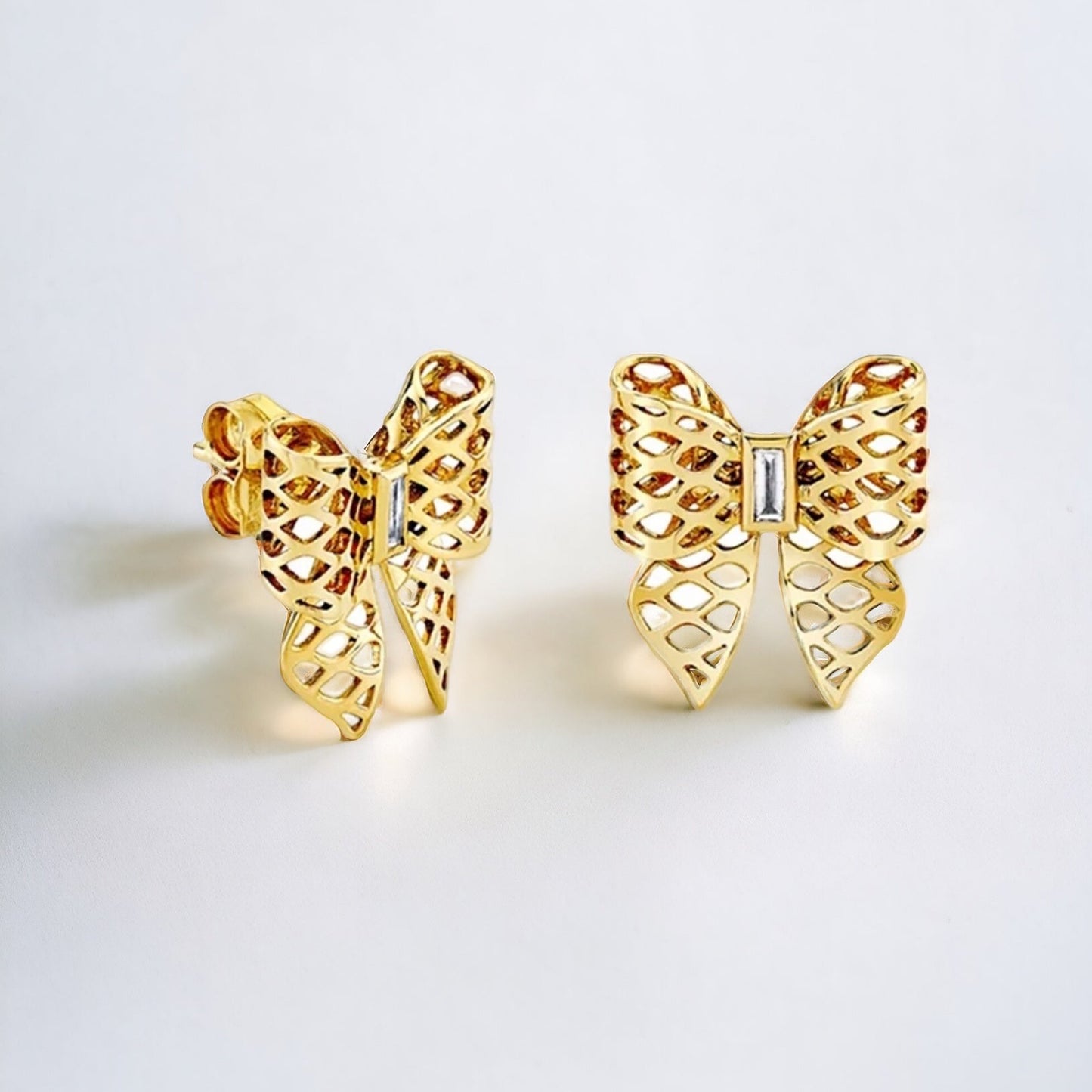 Large Bow Gold Earrings